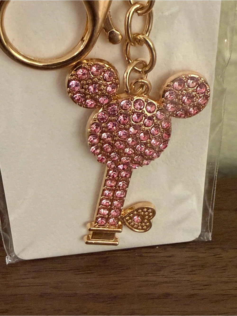 Isabella New York Pink Rhinestone Mouse Shape Key Purse Charm Keychain